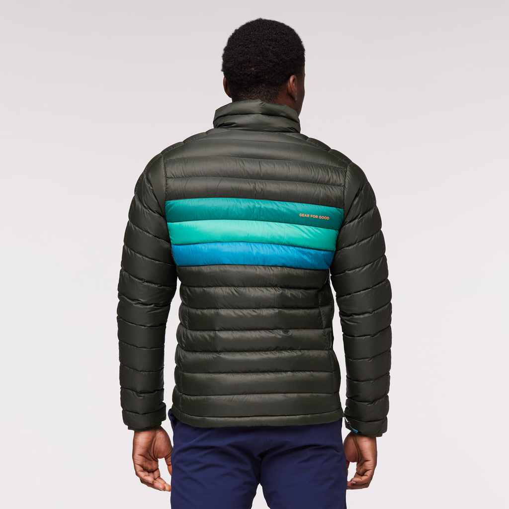 Fuego Down Pullover - Men's, Woods Stripes, Model Jeremy