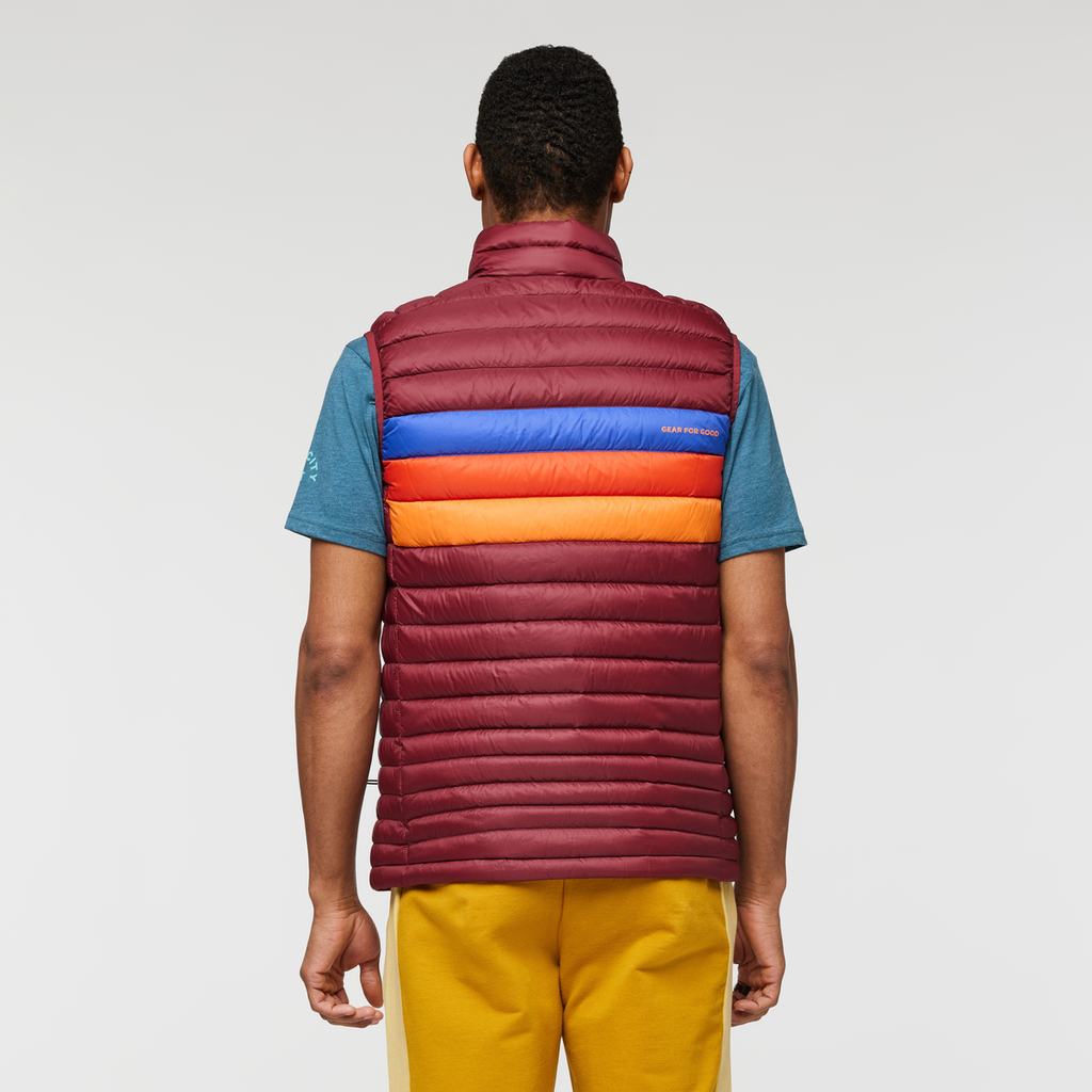 Fuego Down Vest - Men's, Burgundy Stripes, Model Jason