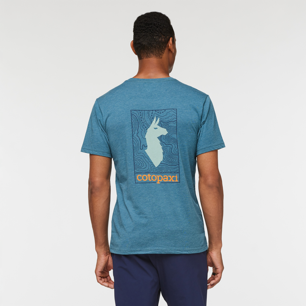 Llama Map Organic T-Shirt - Men's, Blue Spruce, Model Jason
