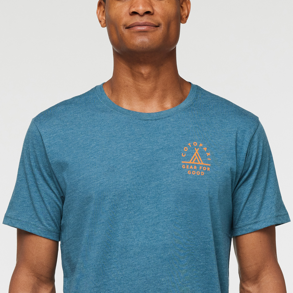 Llama Map Organic T-Shirt - Men's, Blue Spruce, Model Jason