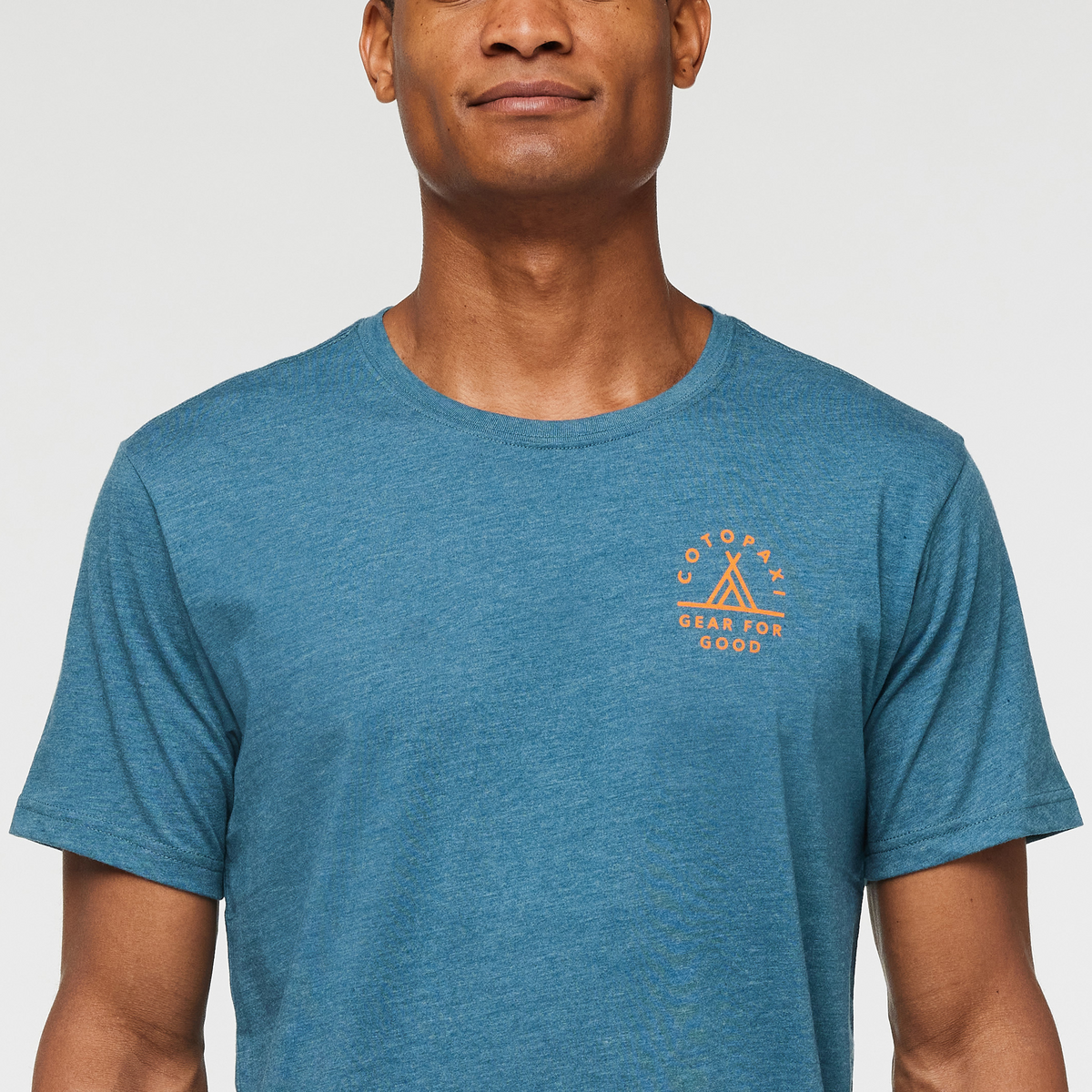 Llama Map Organic T-Shirt - Men's, Blue Spruce, Model Jason