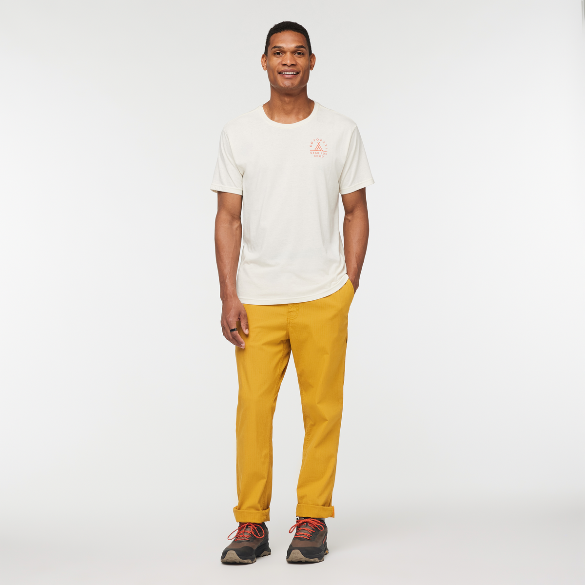Llama Map Organic T-Shirt - Men's, Bone, Model Jason