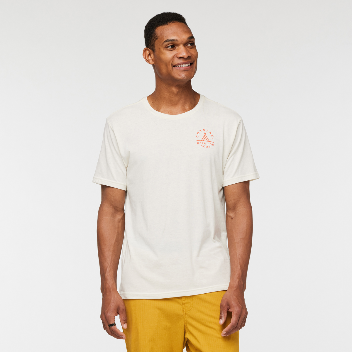 Llama Map Organic T-Shirt - Men's, Bone, Model Jason