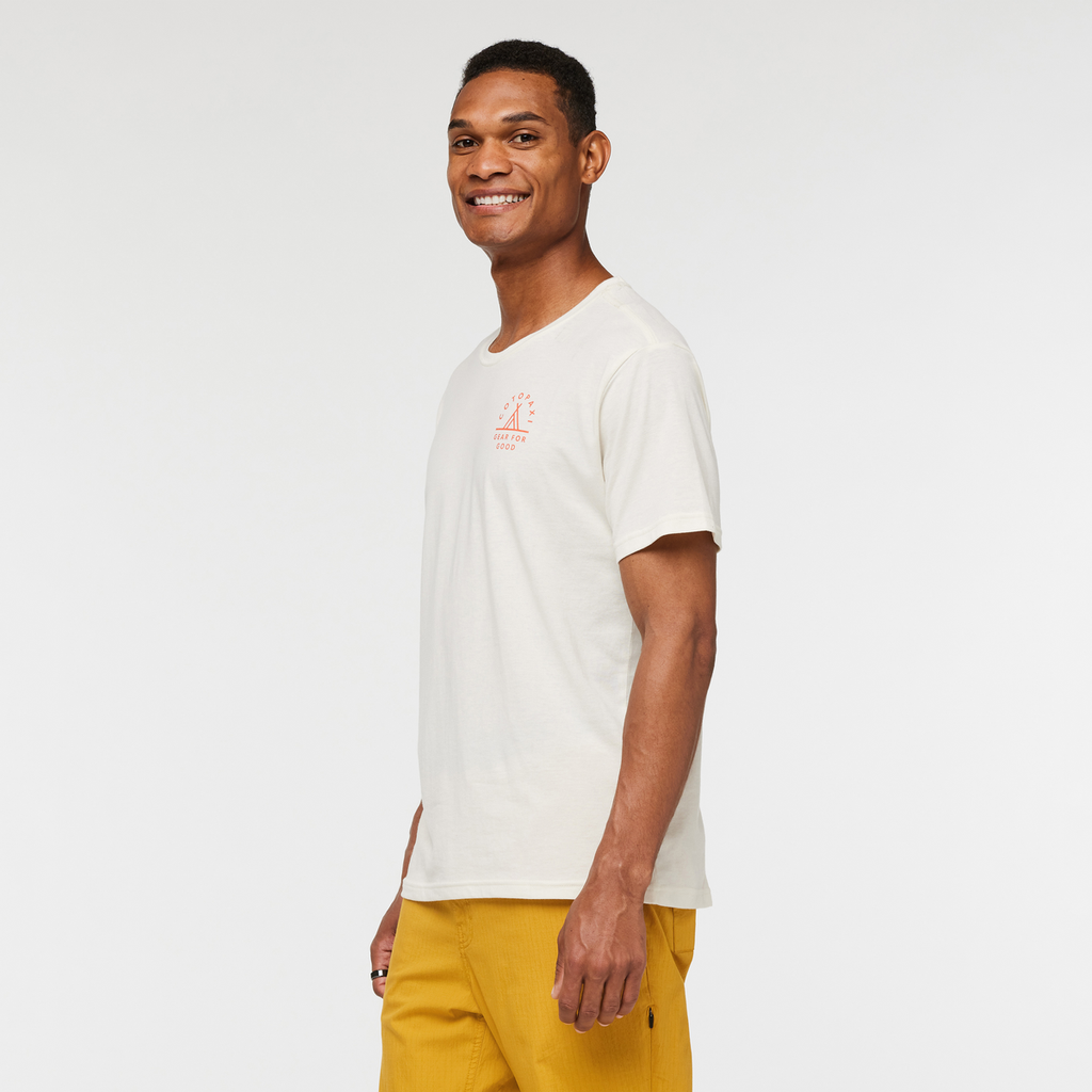 Llama Map Organic T-Shirt - Men's, Bone, Model Jason