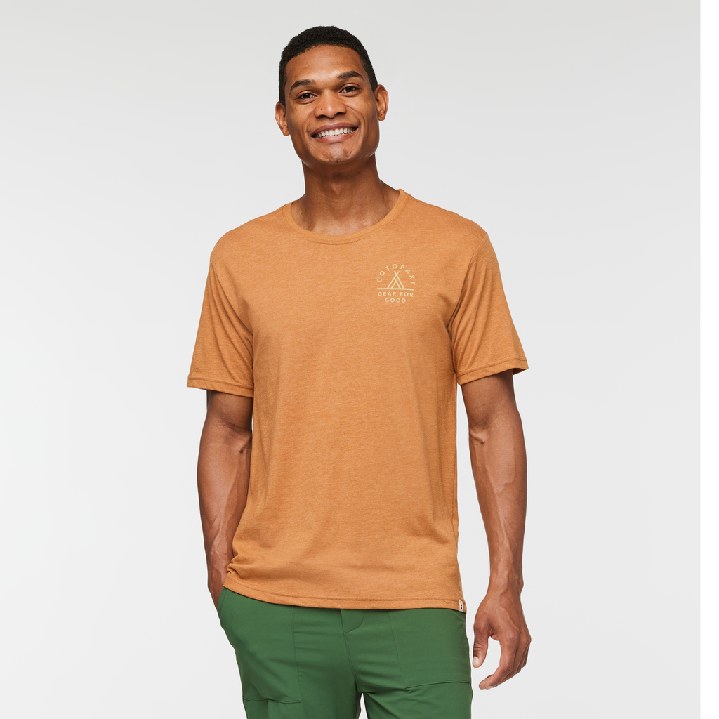 Llama Map Organic T-Shirt - Men's, Saddle, Model Jason