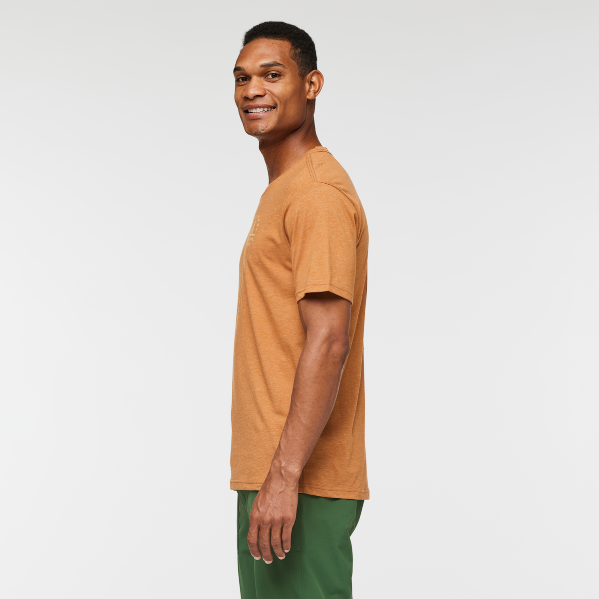 Llama Map Organic T-Shirt - Men's, Saddle, Model Jason