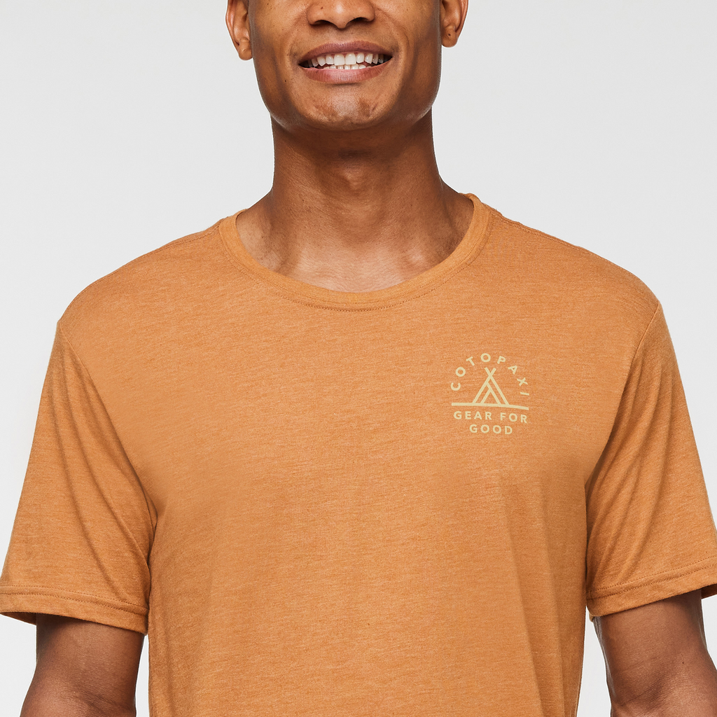 Llama Map Organic T-Shirt - Men's, Saddle, Model Jason