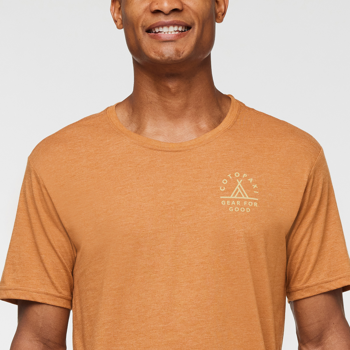 Llama Map Organic T-Shirt - Men's, Saddle, Model Jason