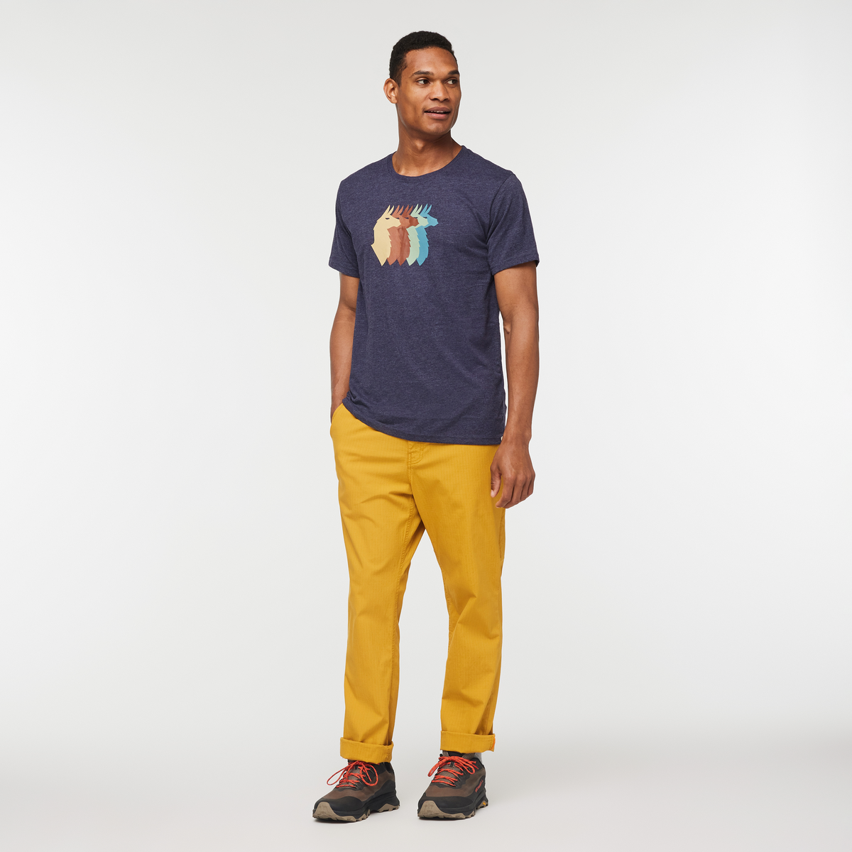 Llama Sequence Organic T-Shirt - Men's, Maritime, Model Jason