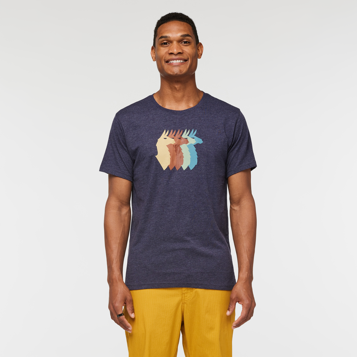 Llama Sequence Organic T-Shirt - Men's, Maritime, Model Jason