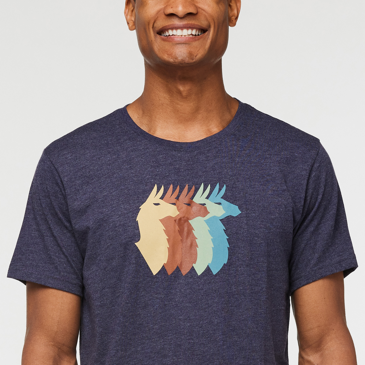 Llama Sequence Organic T-Shirt - Men's, Maritime, Model Jason