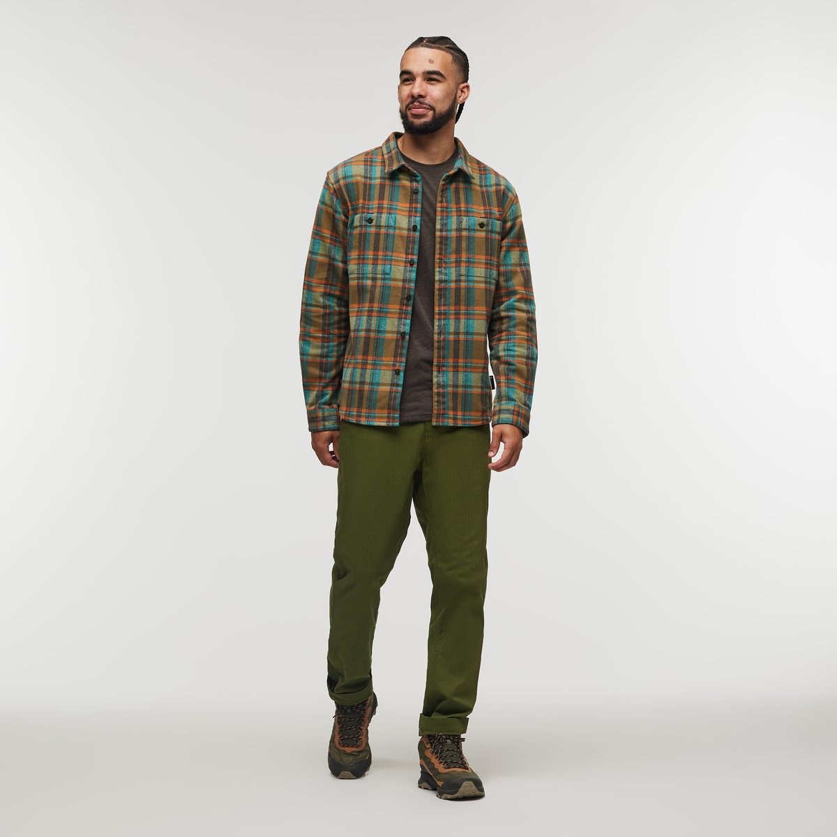 Mero Organic Flannel Shirt - Men's, Oak Plaid, Model Alex