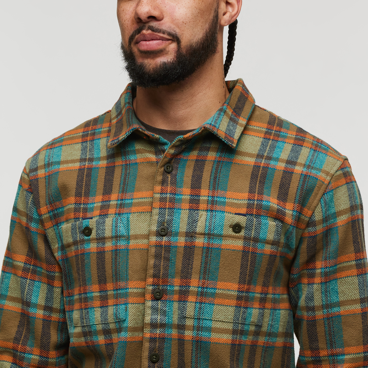 Mero Organic Flannel Shirt - Men's, Oak Plaid, Model Alex