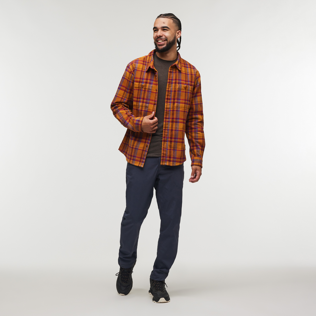 Mero Organic Flannel Shirt - Men's, Sienna Plaid, Model Alex