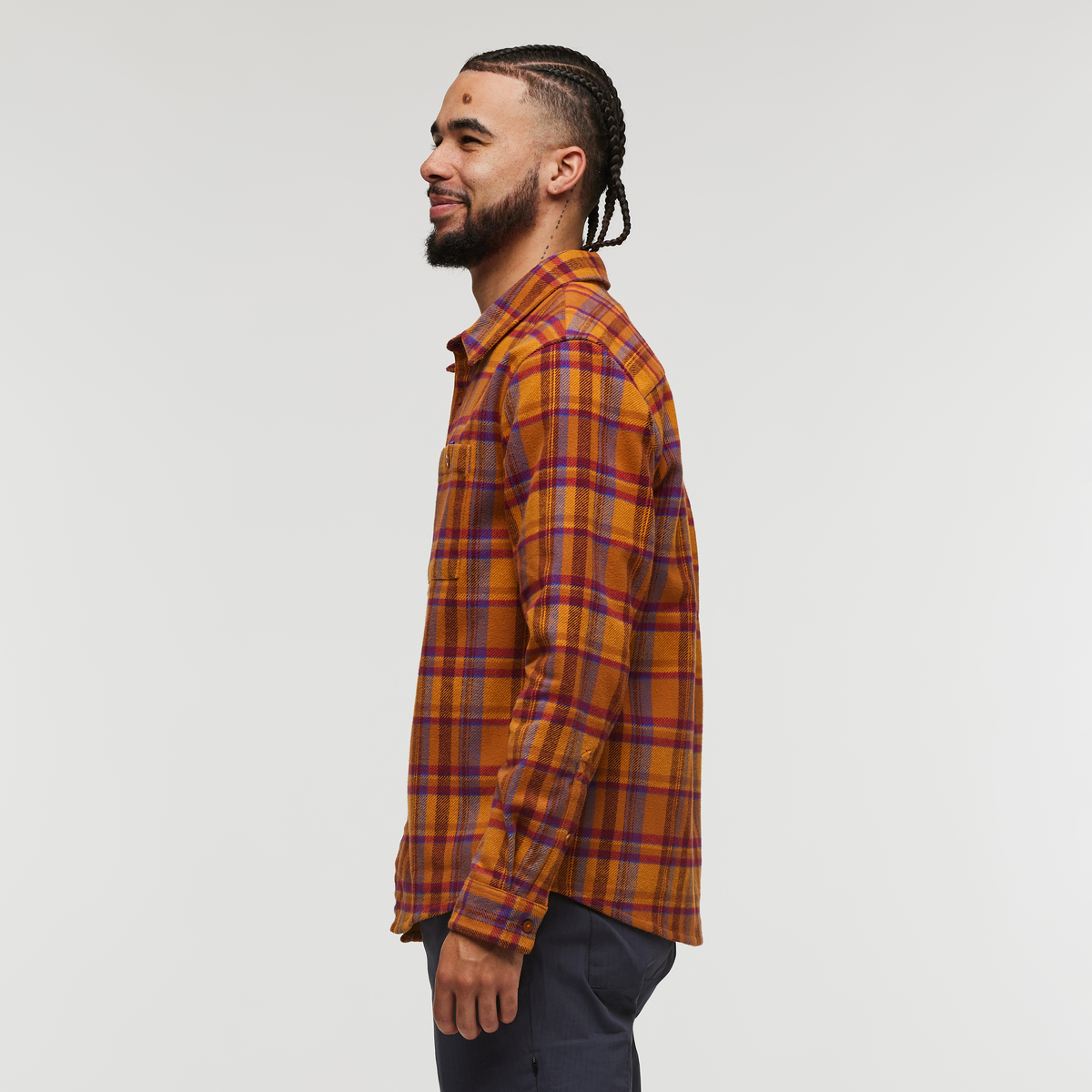 Mero Organic Flannel Shirt - Men's, Sienna Plaid, Model Alex