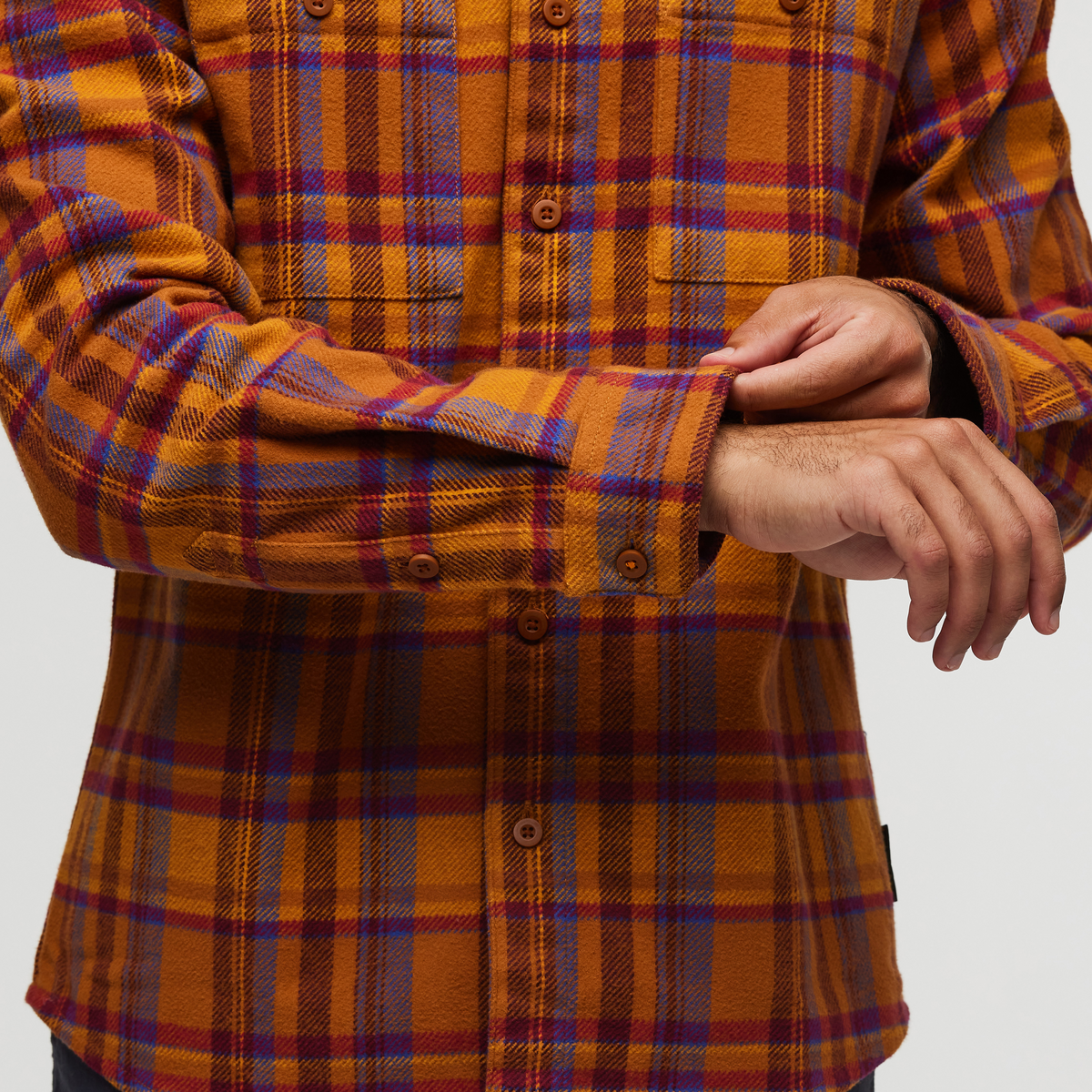 Mero Organic Flannel Shirt - Men's, Sienna Plaid, Model Alex
