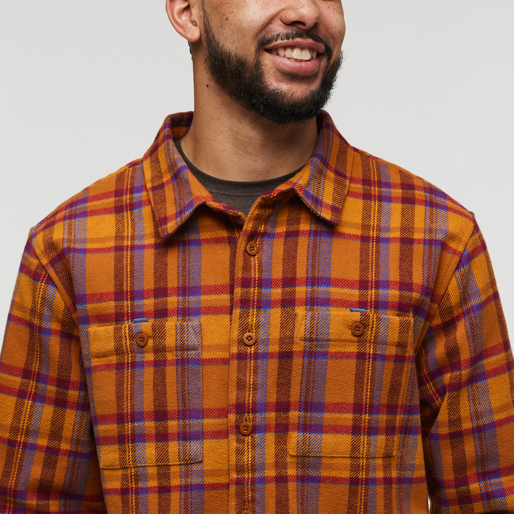 Mero Organic Flannel Shirt - Men's, Sienna Plaid, Model Alex