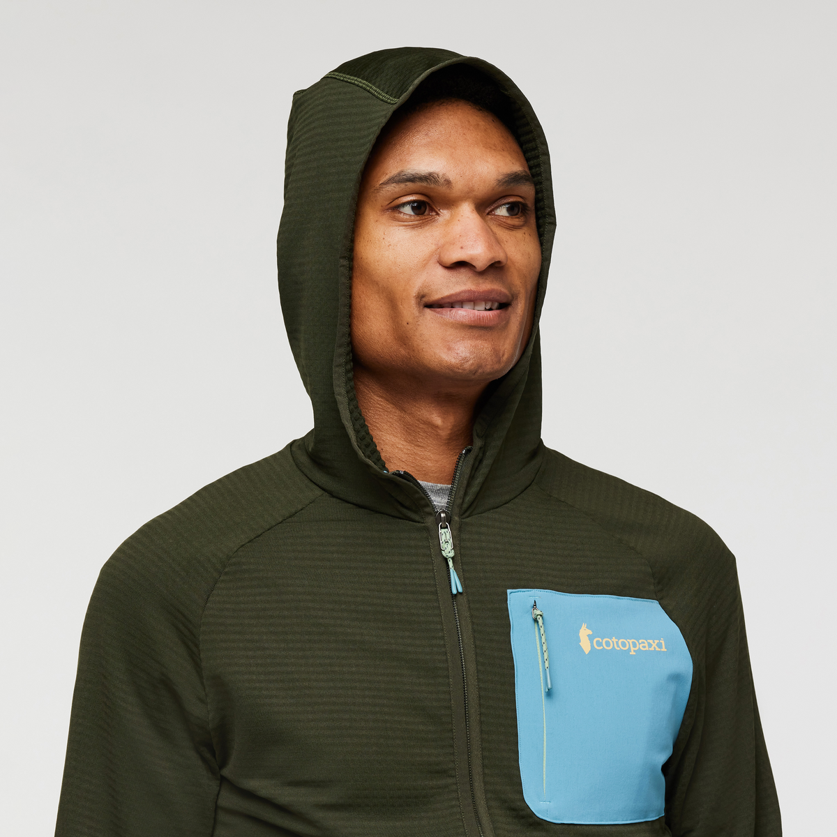 Otero Fleece Full-Zip Hooded Jacket - Men's, Woods, Model Jason