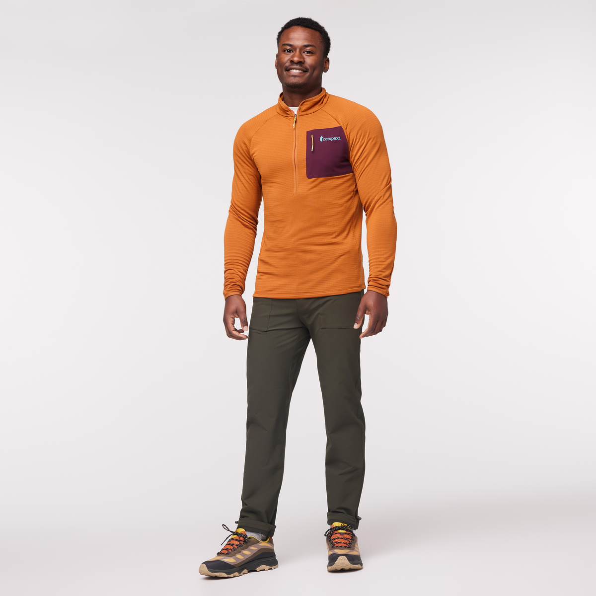 Otero Fleece Half-Zip Pullover - Men's, Sienna, Model Jeremy