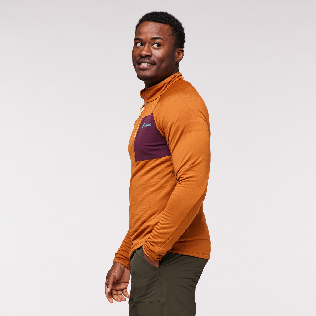 Otero Fleece Half-Zip Pullover - Men's, Sienna, Model Jeremy