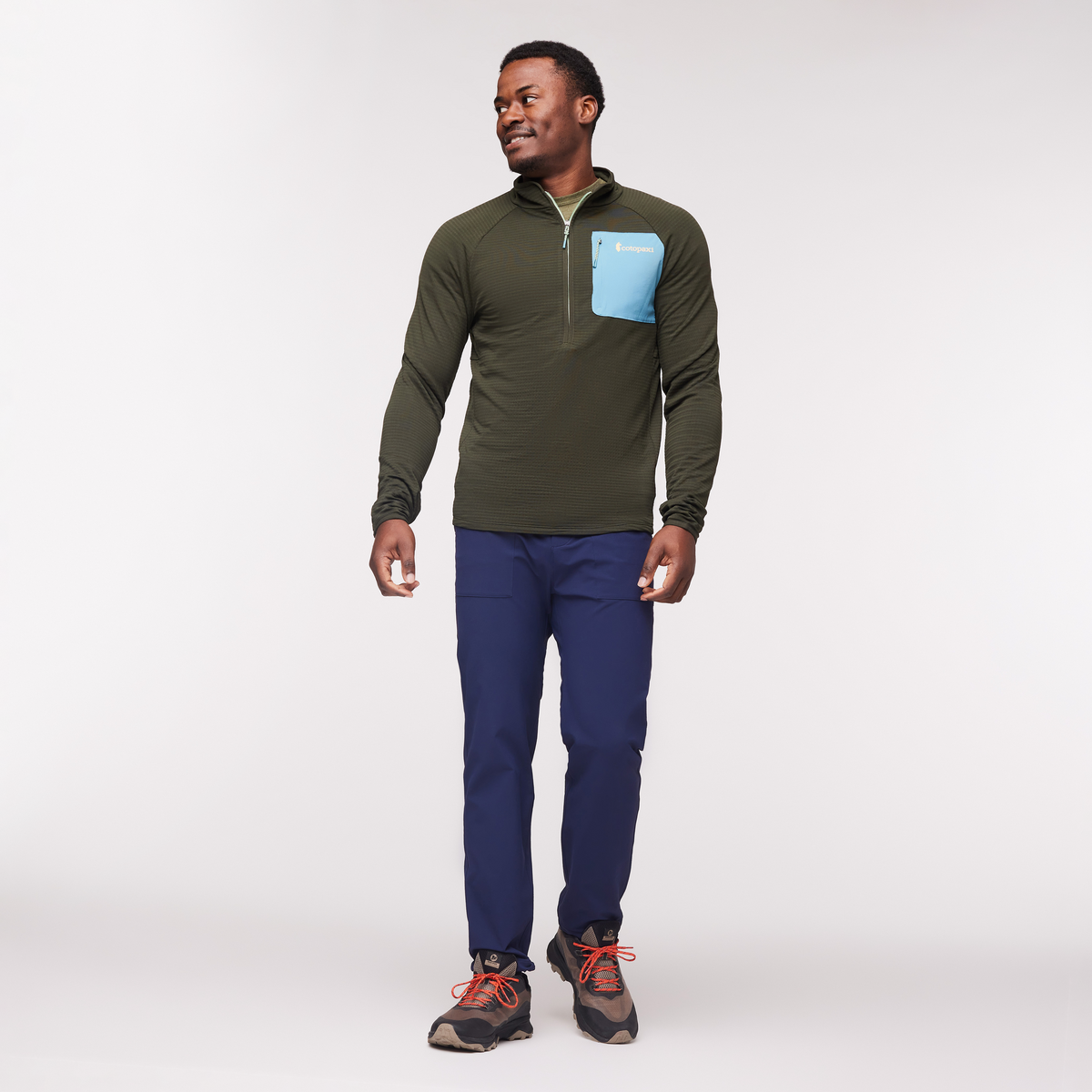 Otero Fleece Half-Zip Pullover - Men's, Woods, Model Jeremy