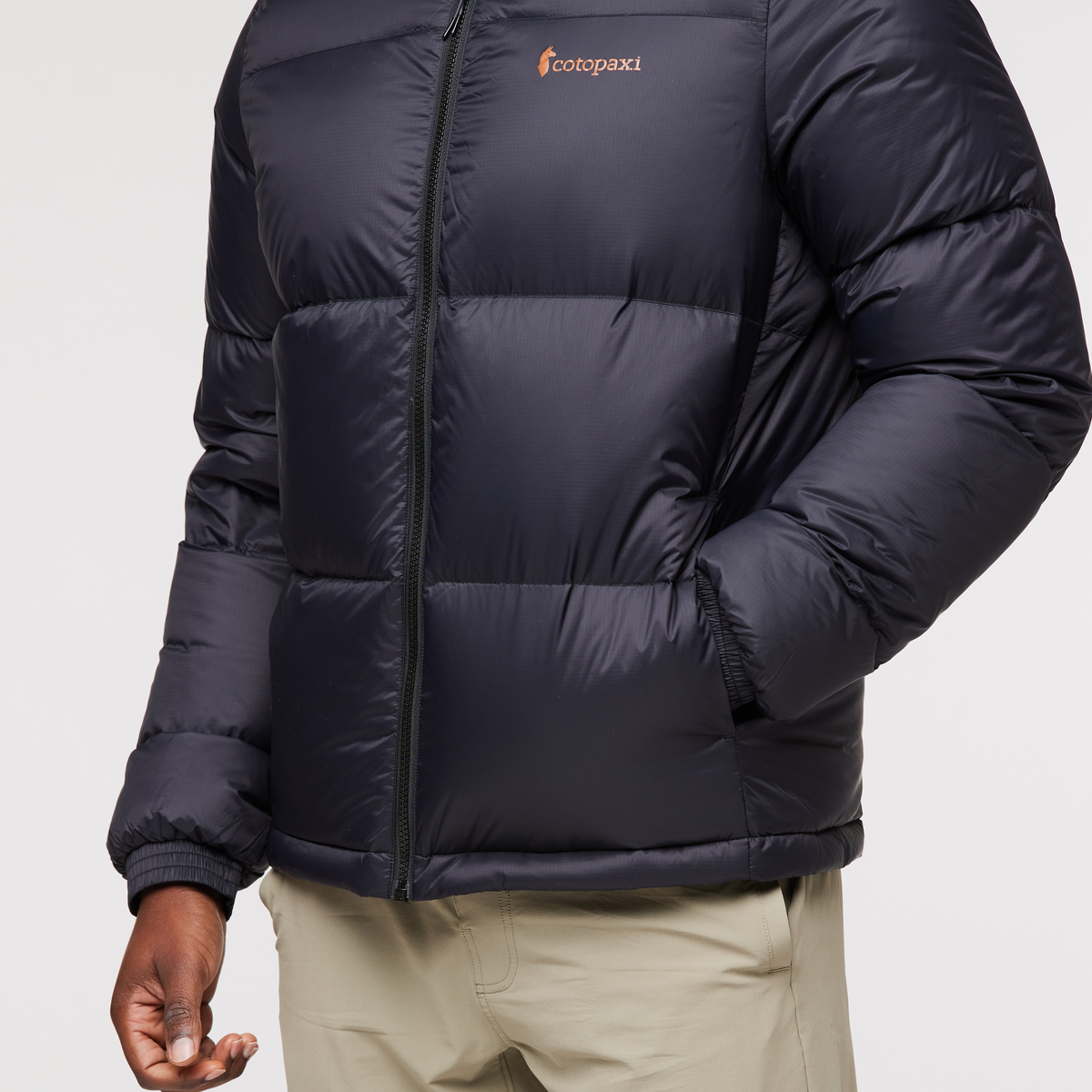 Solazo Hooded Down Jacket - Men's, Black, Model Jeremy