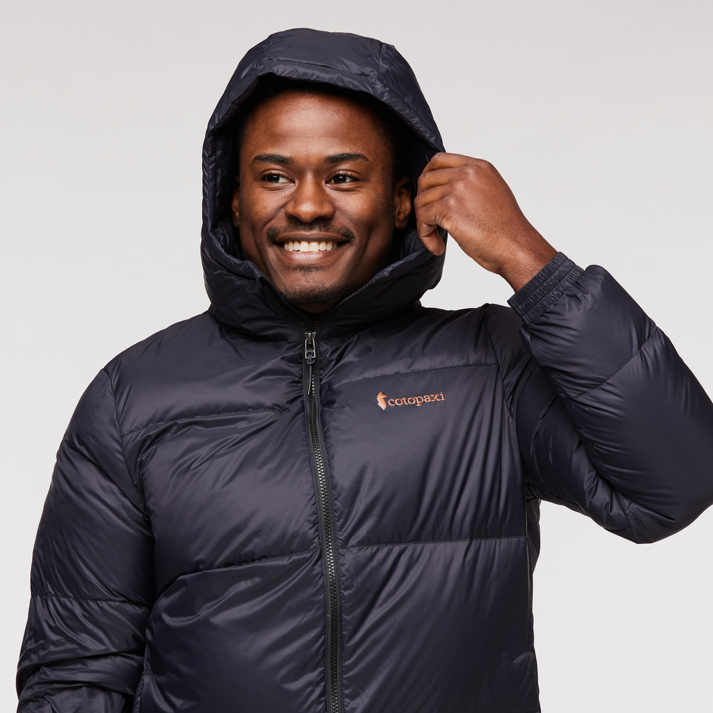 Solazo Hooded Down Jacket - Men's, Black, Model Jeremy