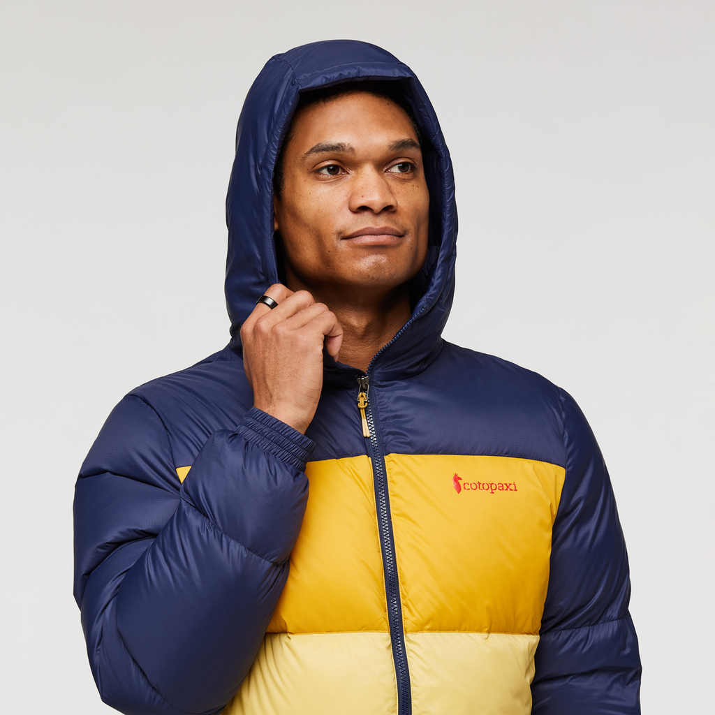Solazo Hooded Down Jacket - Men's, Maritime/Amber, Model Jason