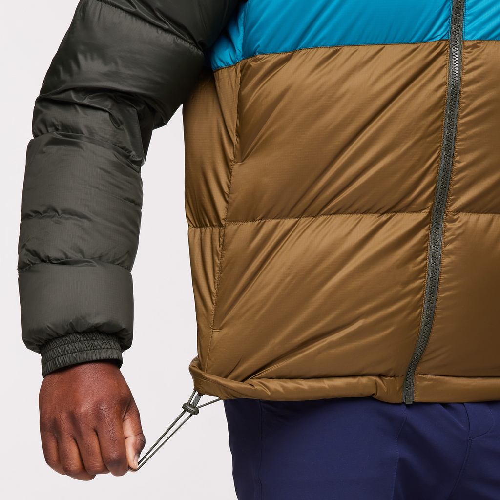 Solazo Hooded Down Jacket - Men's, Woods/Gulf, Model Jeremy