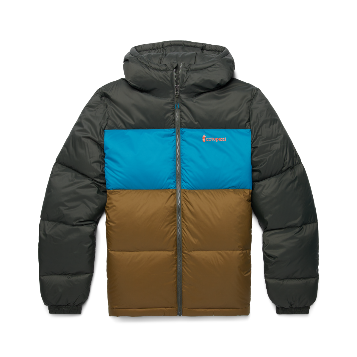 Solazo Hooded Down Jacket - Men's, Woods/Gulf, Model Jeremy
