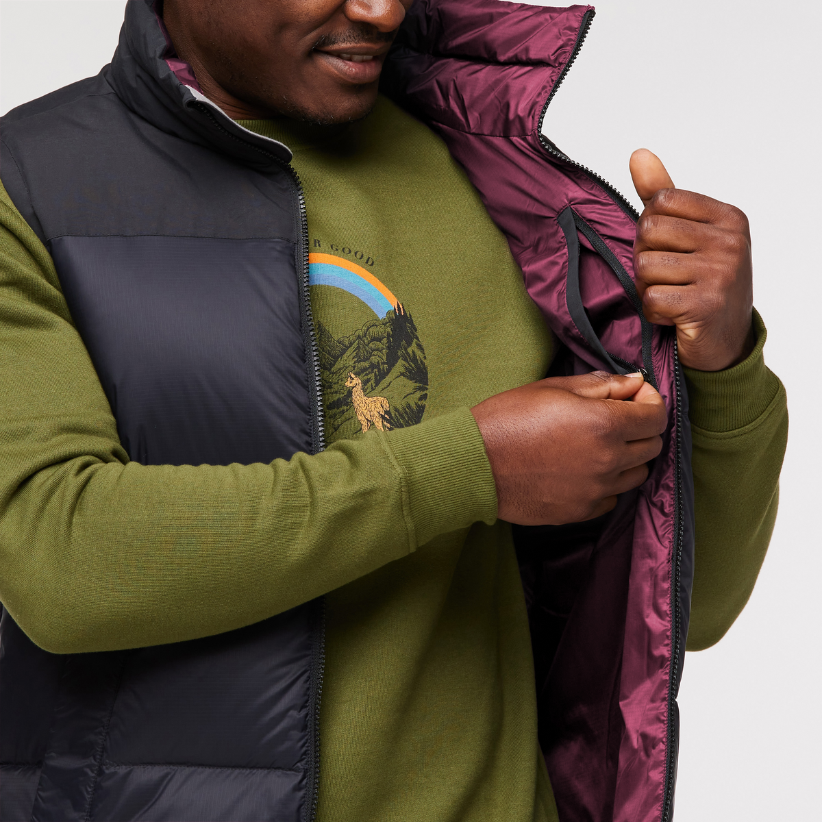 Solazo Down Vest - Men's, Black, Model Jeremy