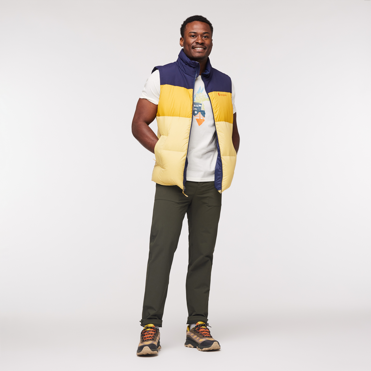 Solazo Down Vest - Men's, Maritime/Amber, Model Jeremy