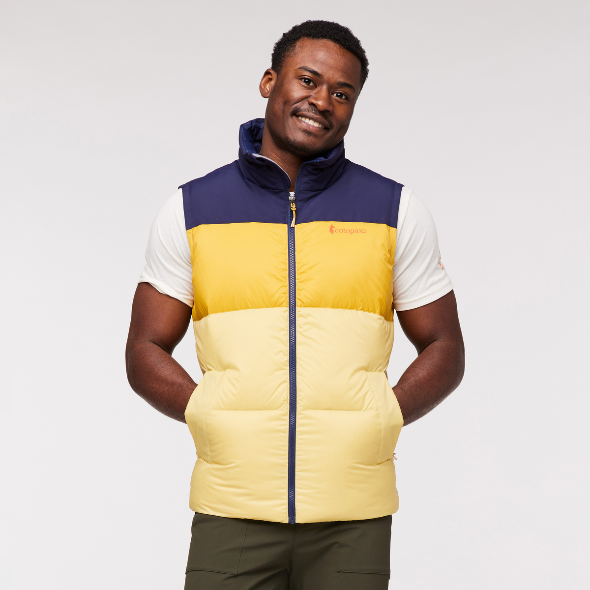 Solazo Down Vest - Men's, Maritime/Amber, Model Jeremy