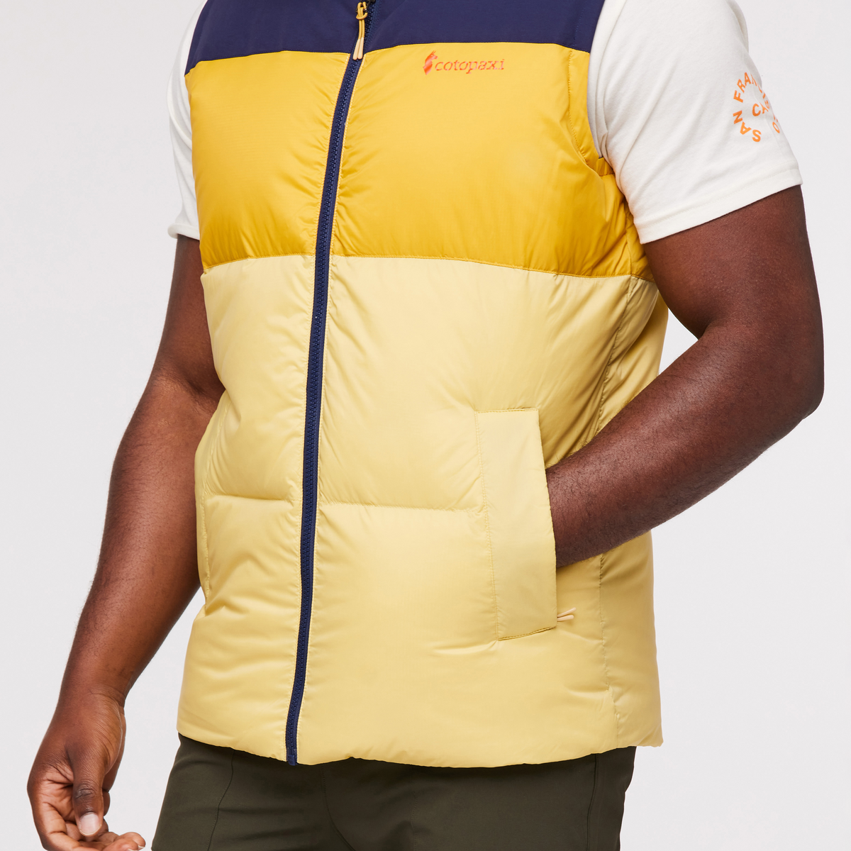 Solazo Down Vest - Men's, Maritime/Amber, Model Jeremy