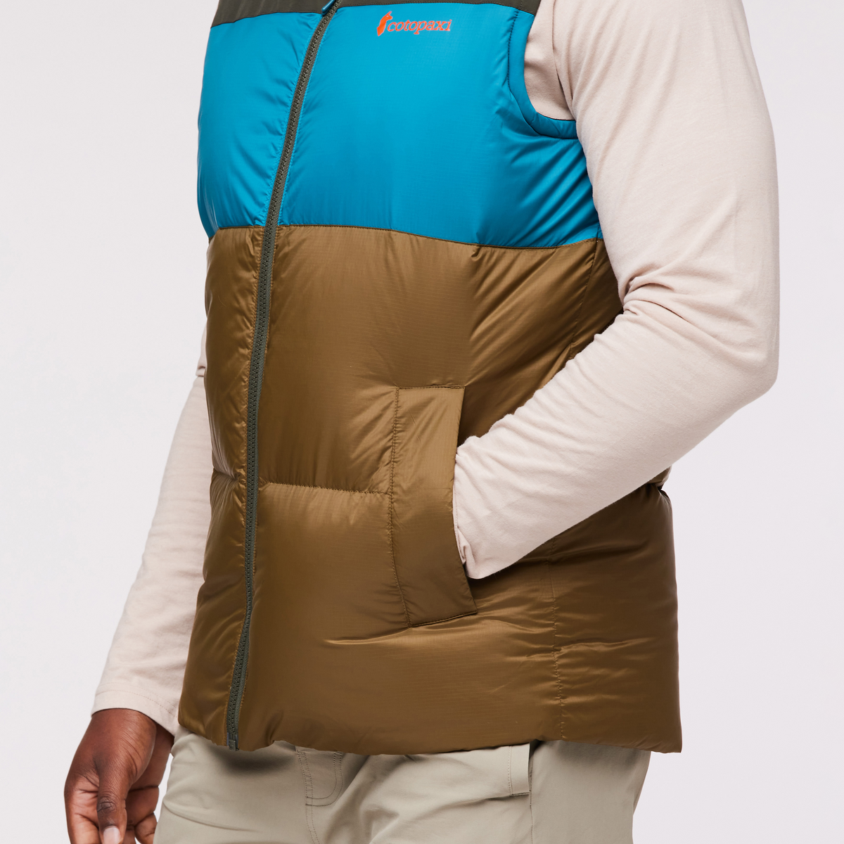 Solazo Down Vest - Men's, Woods/Gulf, Model Jeremy