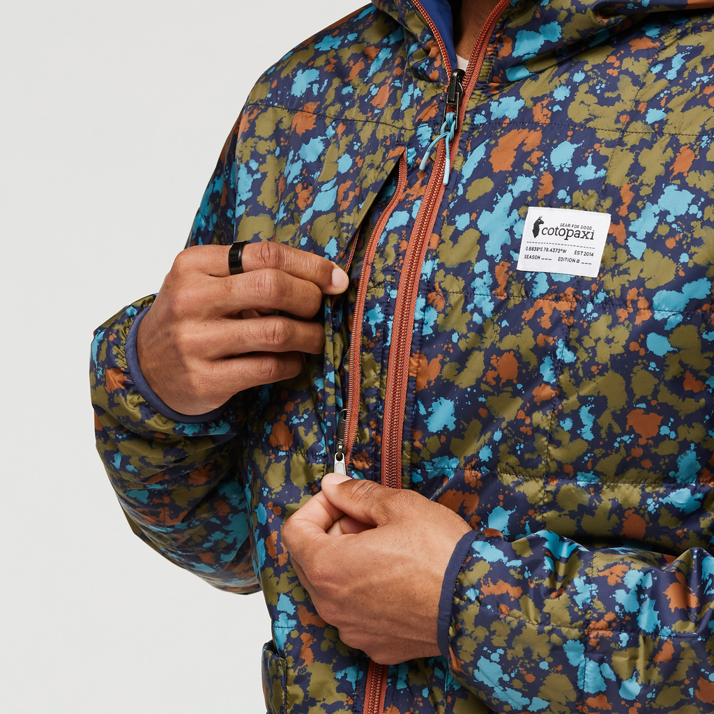 Teca Cálido Hooded Jacket - Print - Men's, Drop Cloth, Model Jason
