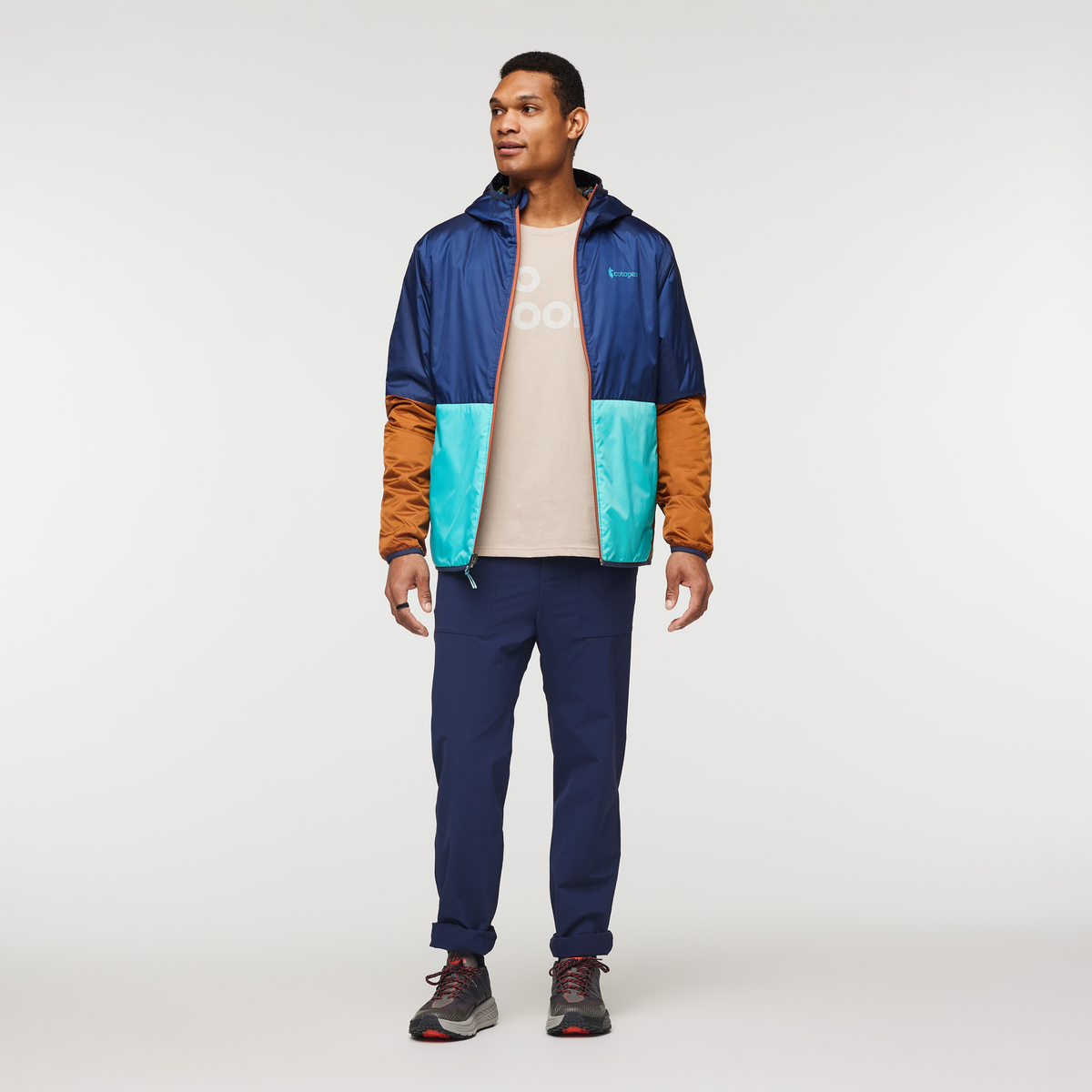 Teca Cálido Hooded Jacket - Print - Men's, Drop Cloth, Model Jason