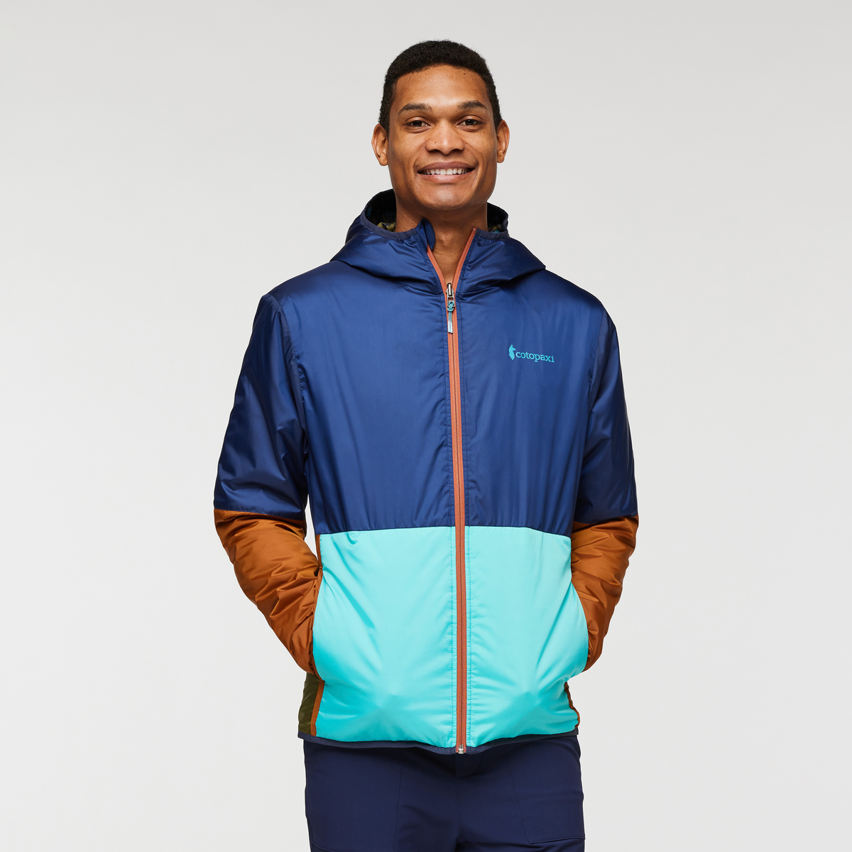 Teca Cálido Hooded Jacket - Print - Men's, Drop Cloth, Model Jason