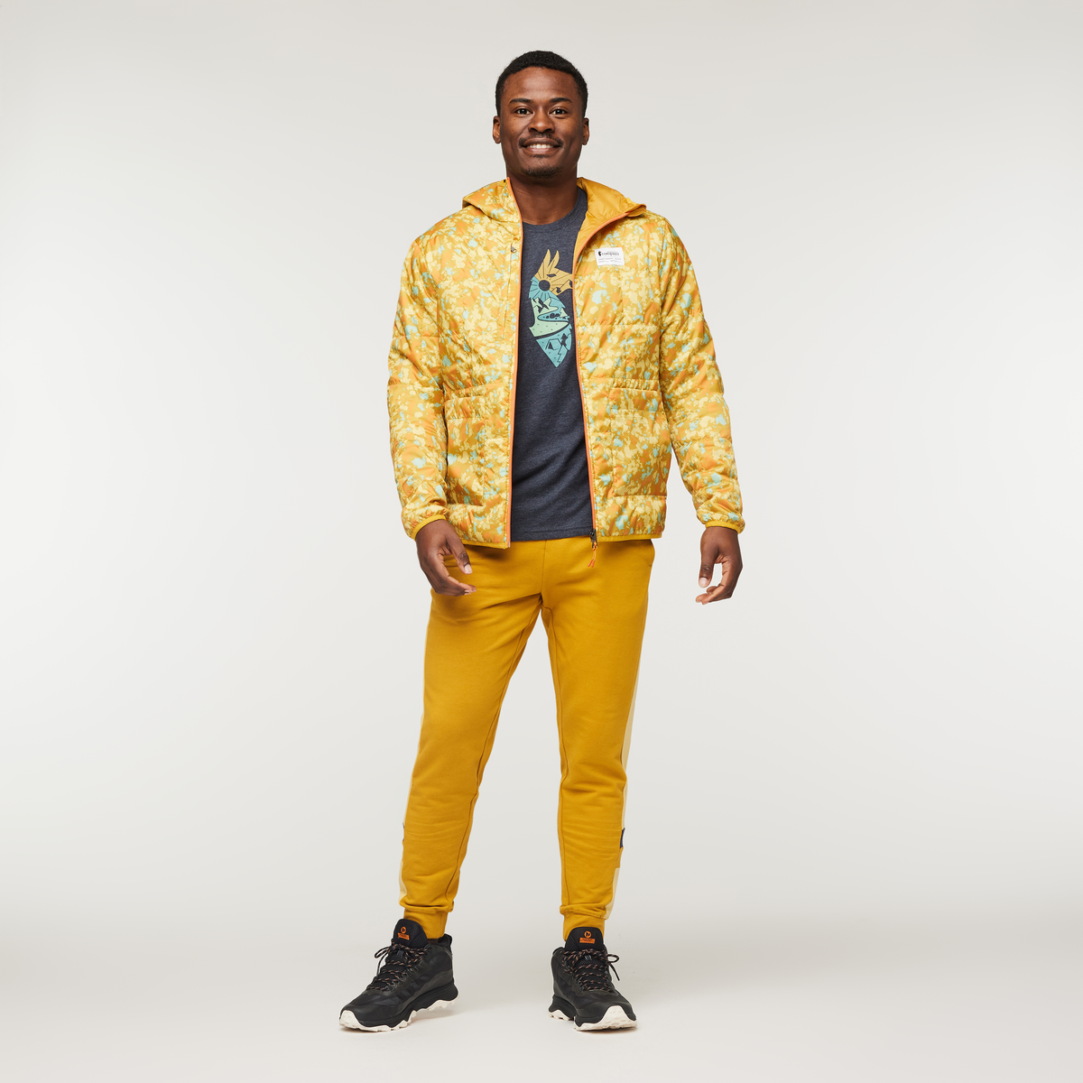 Teca Cálido Hooded Jacket - Print - Men's, Sun Spots, Model Jeremy