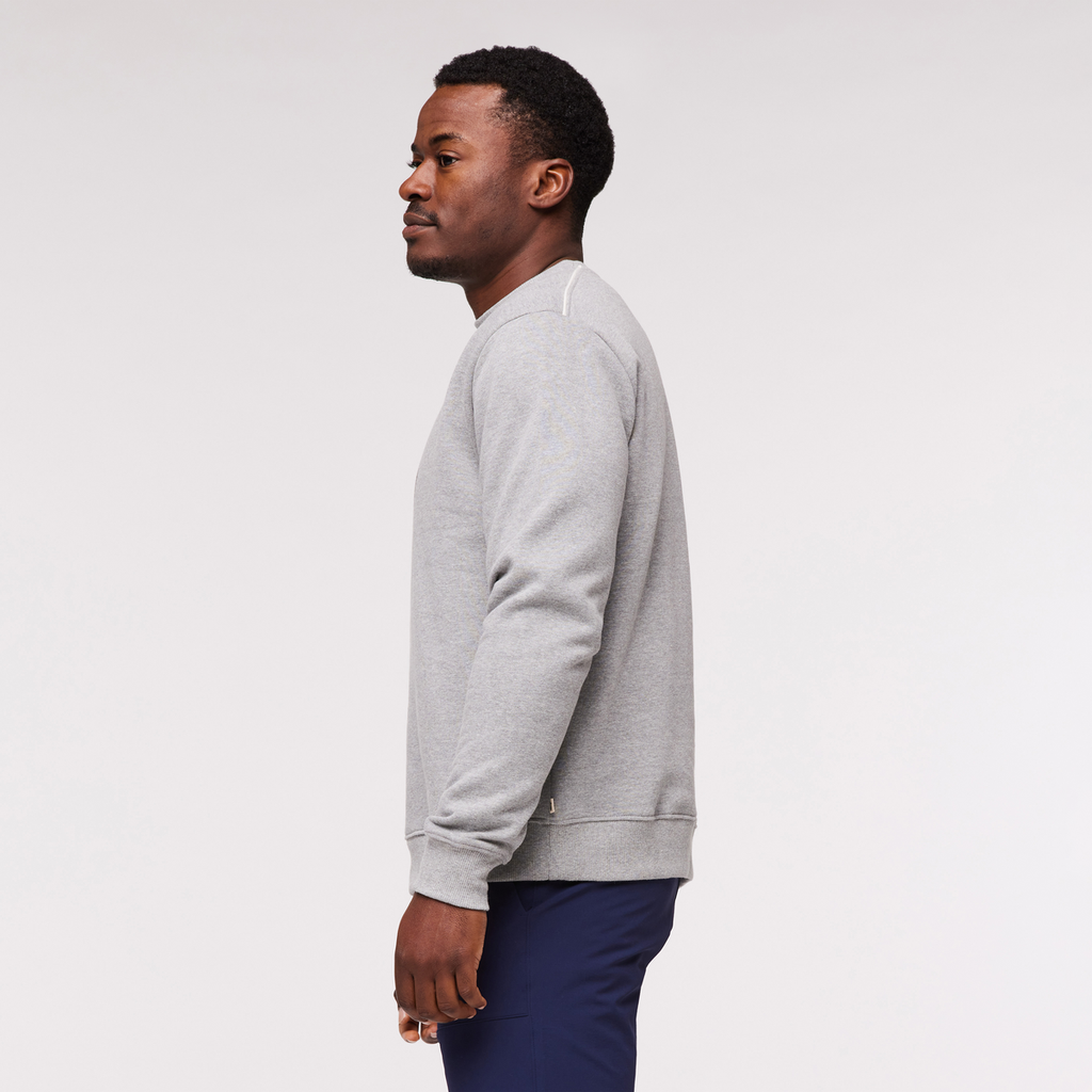 Traveling Llama Crew Sweatshirt - Men's, Heather Grey, Model Jeremy
