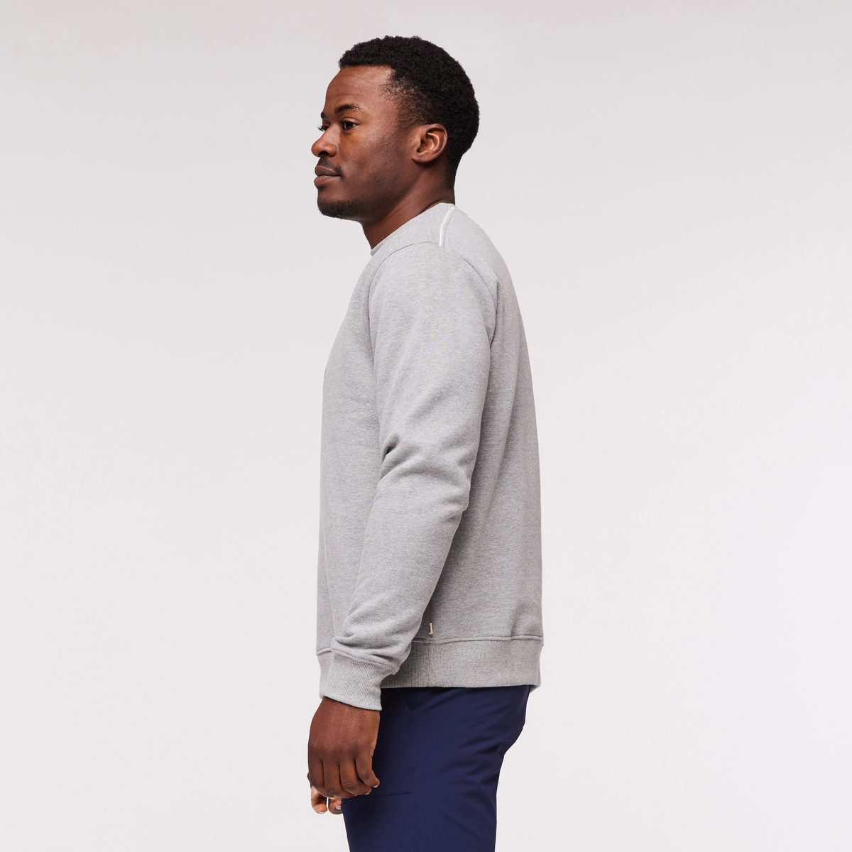 Traveling Llama Crew Sweatshirt - Men's, Heather Grey, Model Jeremy