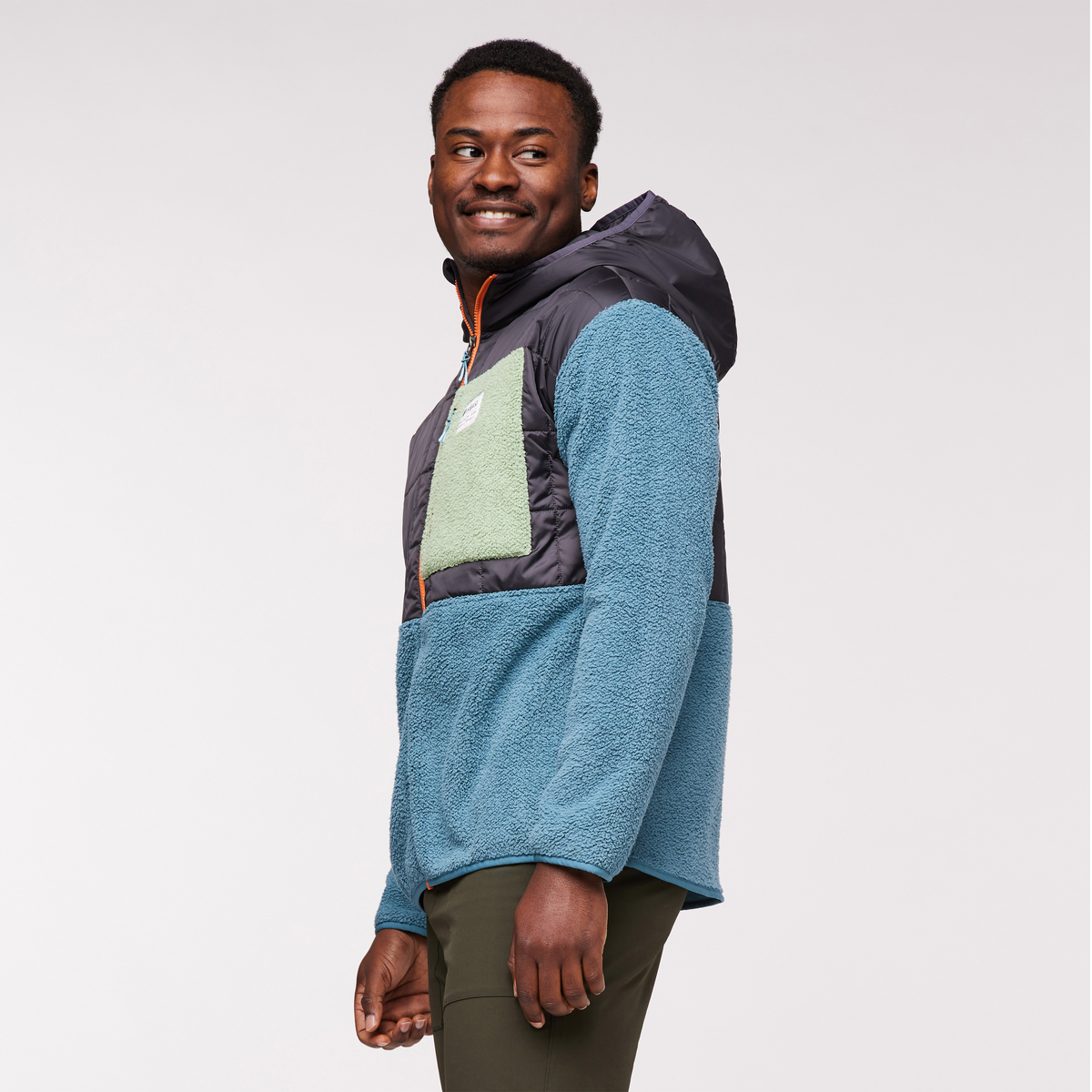 Trico Hybrid Hooded Jacket - Men's, Graphite/Blue Spruce, Model Jeremy