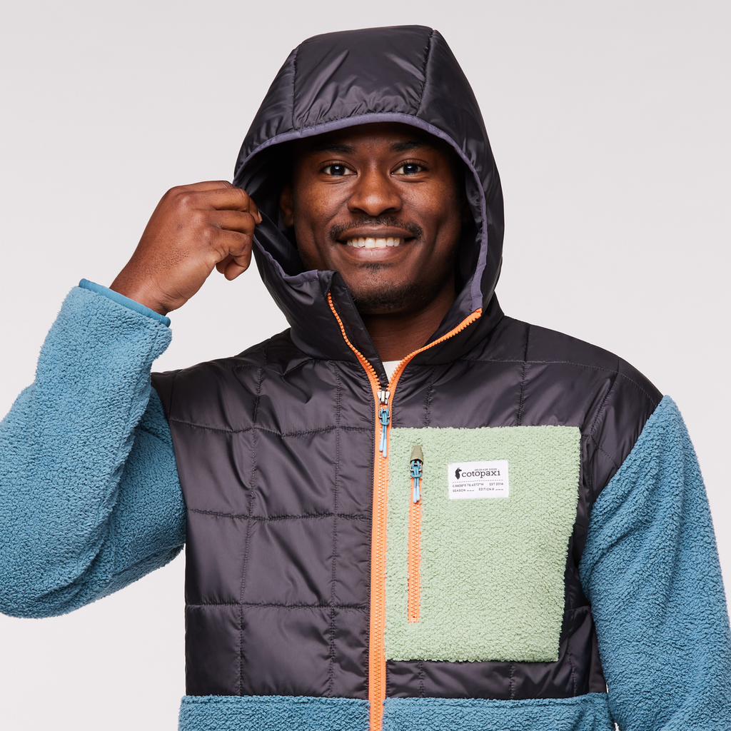 Trico Hybrid Hooded Jacket - Men's, Graphite/Blue Spruce, Model Jeremy