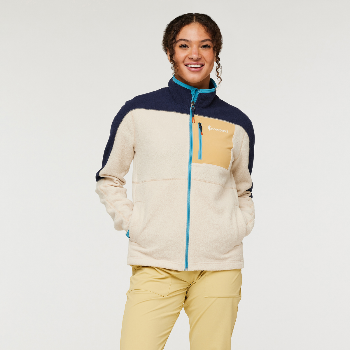 Abrazo Fleece Full-Zip Jacket - Women's, Maritime/Cream, Model London
