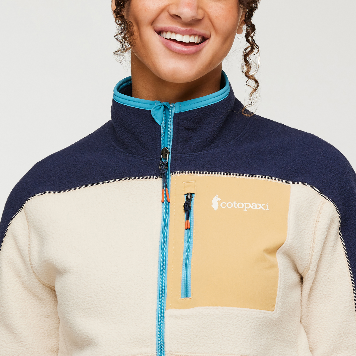 Abrazo Fleece Full-Zip Jacket - Women's, Maritime/Cream, Model London