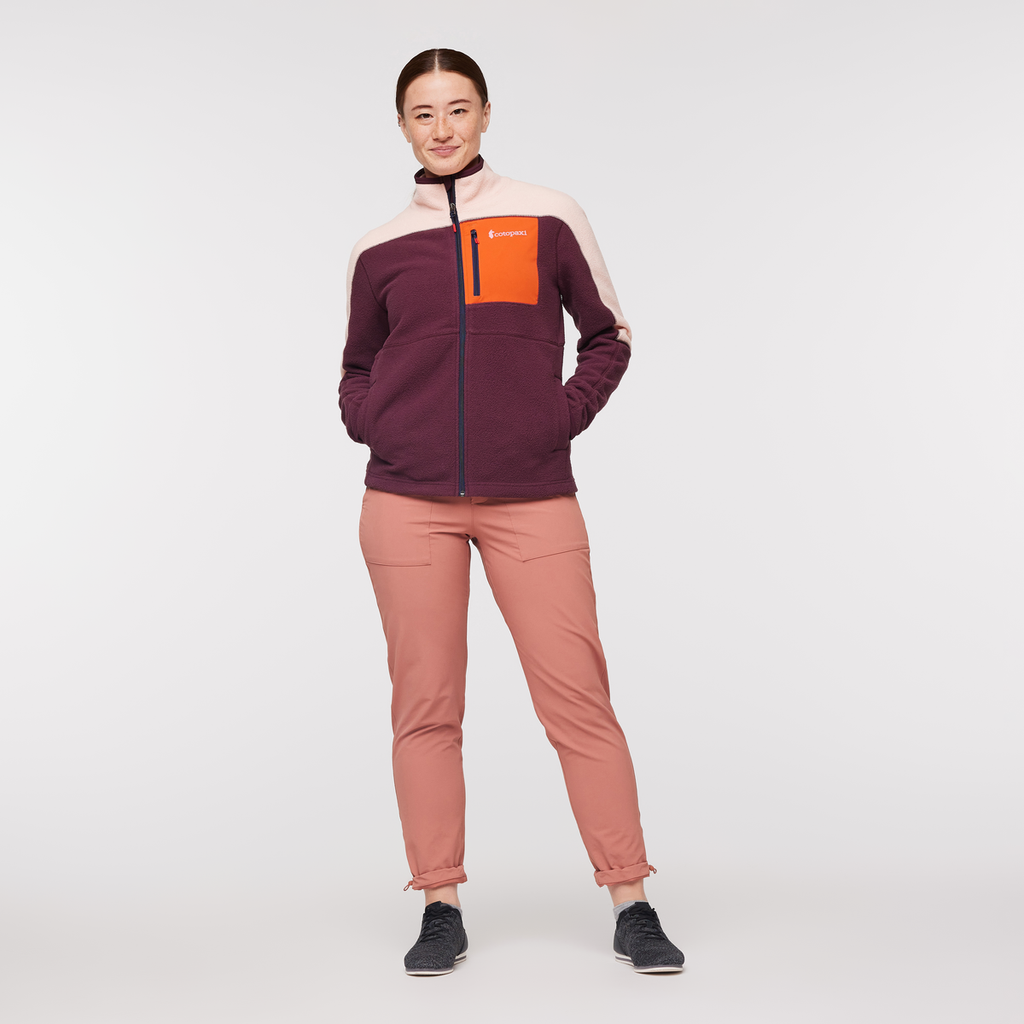 Abrazo Fleece Full-Zip Jacket - Women's, Rosewood/Wine, Model Aya