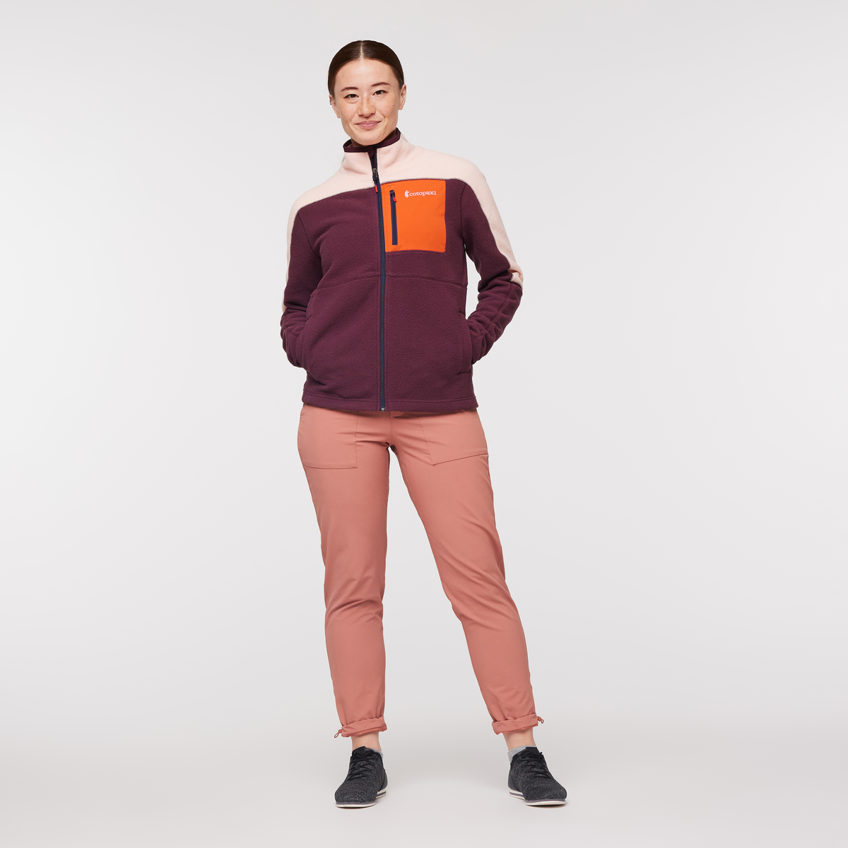 Abrazo Fleece Full-Zip Jacket - Women's, Rosewood/Wine, Model Aya