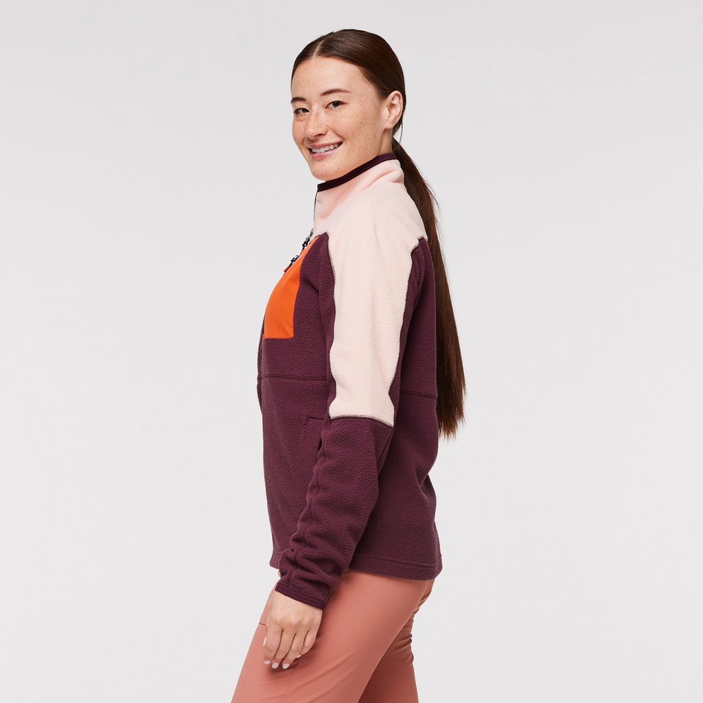 Abrazo Fleece Full-Zip Jacket - Women's, Rosewood/Wine, Model Aya