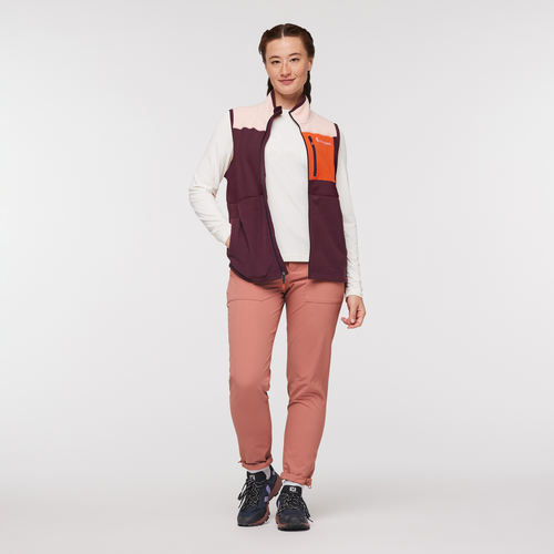 Abrazo Fleece Vest - Women's, Rosewood/Wine, Model Aya
