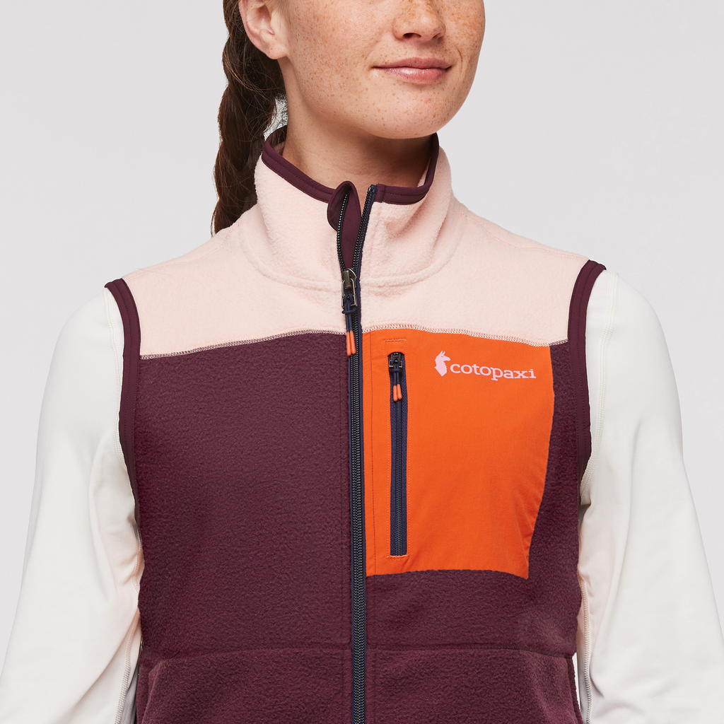 Abrazo Fleece Vest - Women's, Rosewood/Wine, Model Aya